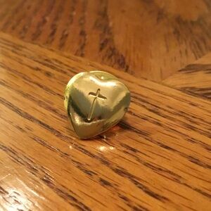 Gold Heart and Cross Pin